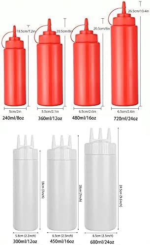 Plastic Squeeze Bottles with Cap 300ml Single Hole White