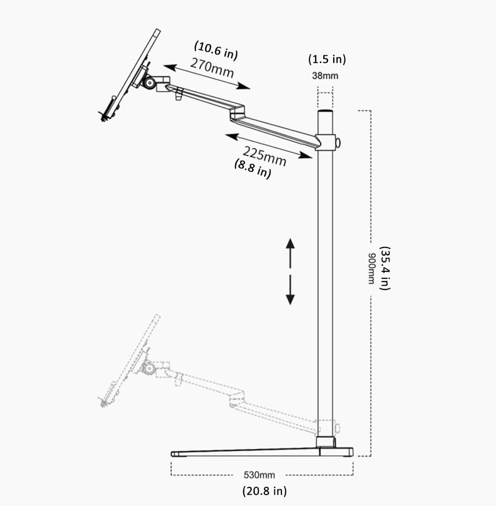 Adjustable Book Stand for Reading and Cooking Silver 53x90cm