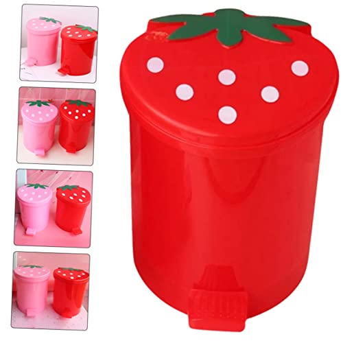 HOOTNEE Cute Strawberry Trash Can with Lid for Desktop and Bedroom 1