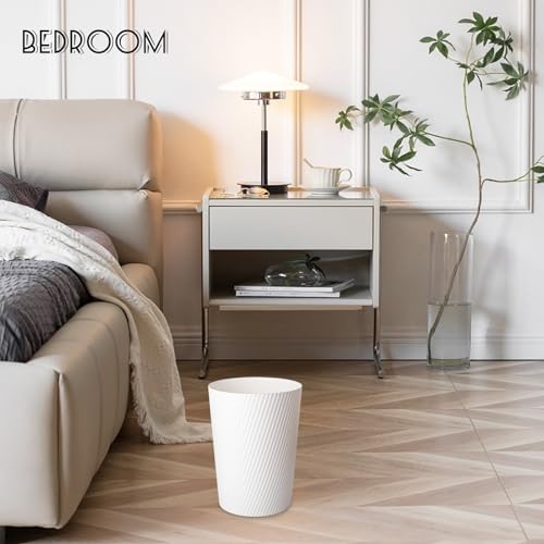 UUJOLY Small Trash Can Wastebasket White 1