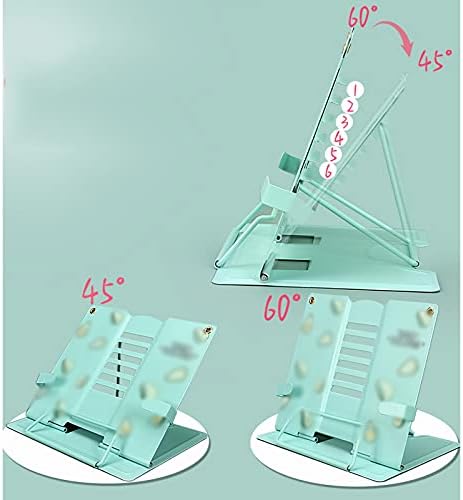 Adjustable Metal Cookbook Stand Holder with 6 Notches - Blue