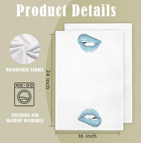 Light Blue Decorative Towels Set of 2 16x39 Inch