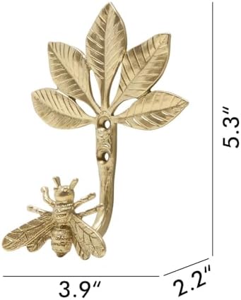 Soffee Design Gold Bee Leaf Wall Hooks Set of 2