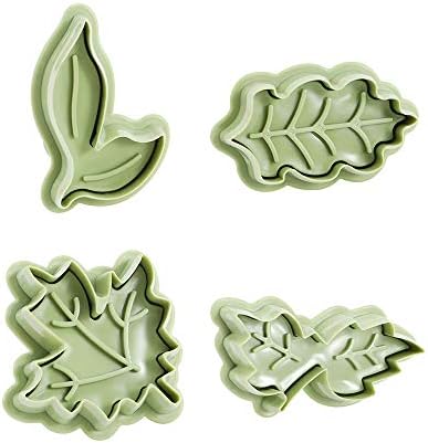 4Pcs Leaf Plunger Fondant Cutters for Baking and Decor