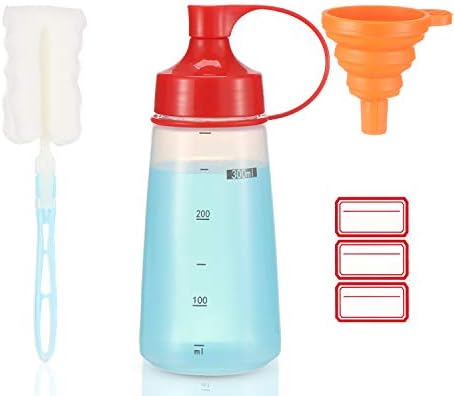 Ondiomn 300ml Clear Squeeze Bottles for Condiments and Baking