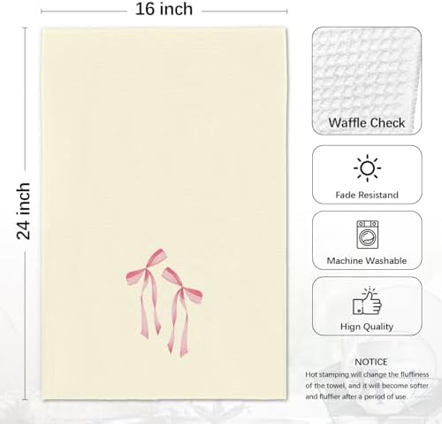 ETYZE Pink Cherry Bow Hand Towels Set of 4