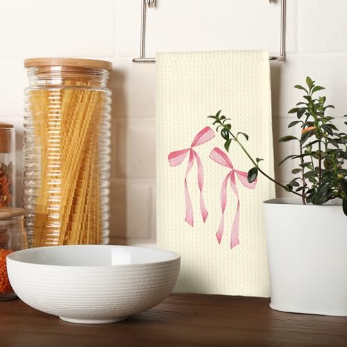 ETYZE Pink Cherry Bow Hand Towels Set of 4