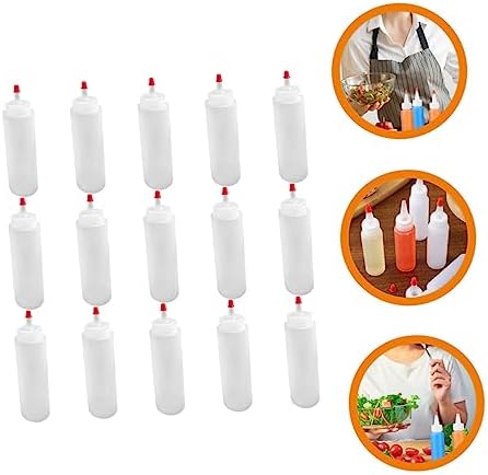 BESTOYARD 15 Piece Condiment Squeeze Bottles 2oz Wide Mouth ABS Plastic