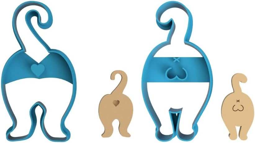 Cat Butt Cookie Cutter Set of 2 - 3D Kitty Butthole Baking Tool