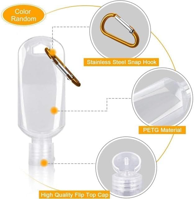 3Pcs Transparent Hot Sauce Keychain Bottles - 2oz50ml Refillable Travel Size