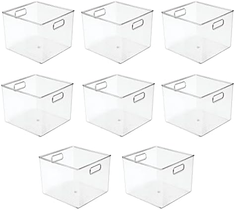 mDesign Clear Plastic Storage Bins with Handles 8 Pack 1