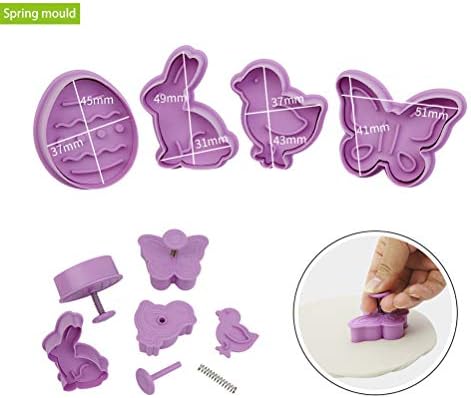 4Pcs Easter Cake Molds 3D Plastic Cookie Molds Non-Stick DIY Baking Tools