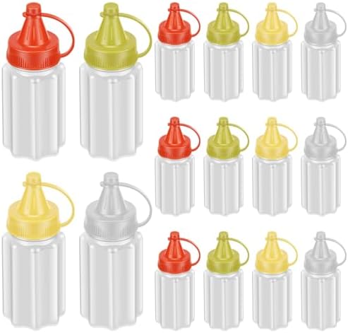 16pcs Colorful Condiment Squeeze Bottles with Lids