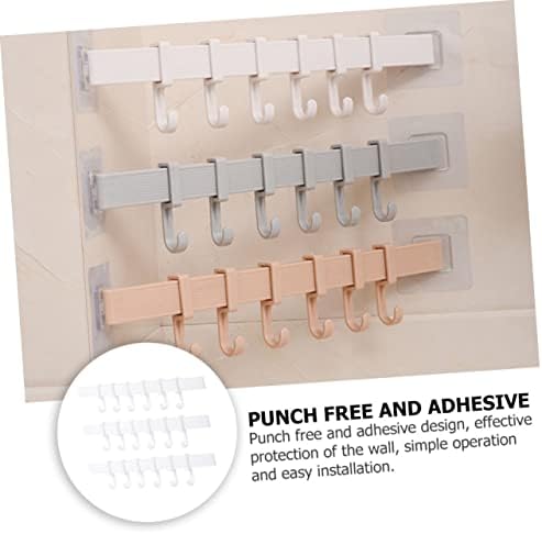 3Pcs Plastic Adhesive Hook Racks for Bathroom and Kitchen Storage