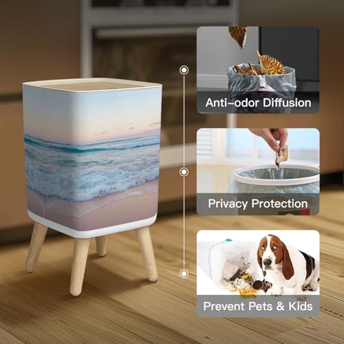 Ocean Waves Trash Can 26 Gallon with Lid