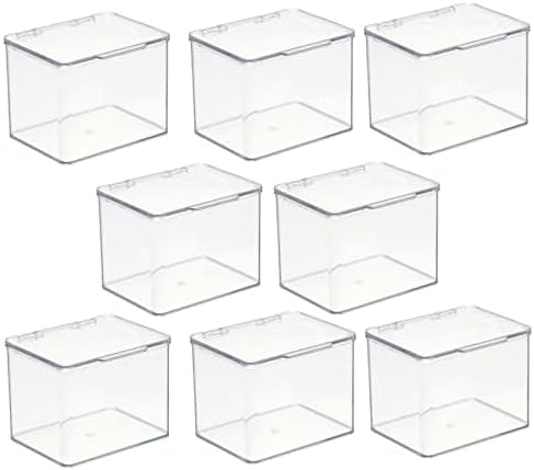 mDesign Clear Storage Boxes with Hinged Lid 8 Pack