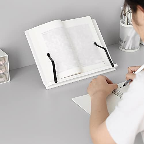 Adjustable White Cookbook Stand Holder with 5 Angles and Height