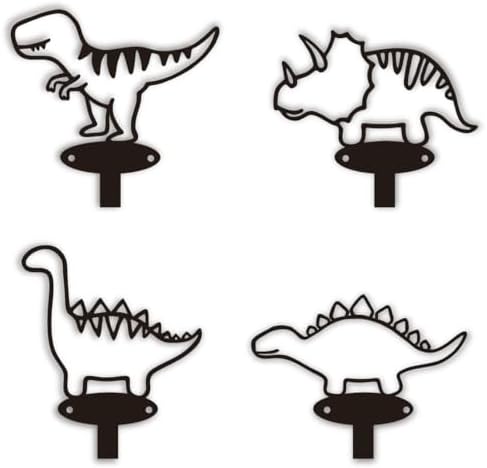 4 Piece Dinosaur Silhouette Coat Hooks Set Matte Black