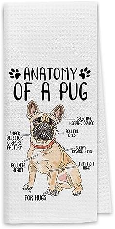 Dibor Funny Pug Kitchen Dish Towels Set
