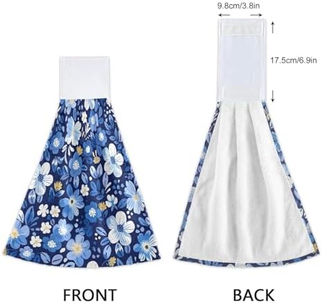 Vnurnrn Hand Towels 2 Pcs Blue Flowers Soft Absorbent