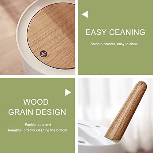 Cute Kawaii Wood Trash Can with Soft Close Lid 7L18 Gallon