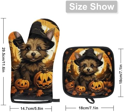 Aglebo Halloween Pumpkins Oven Mitts and Pot Holders Set of 2