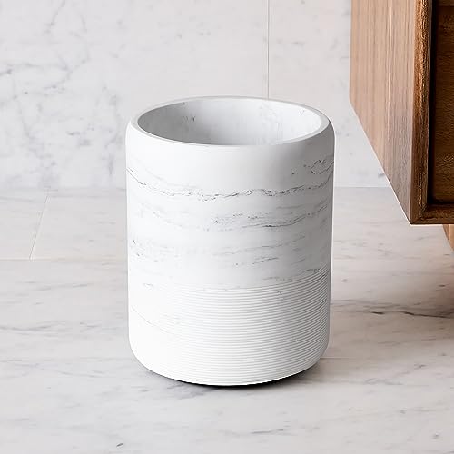 QL DESIGN Marble Style Round Waste Basket White