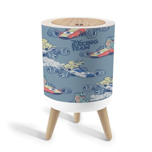 JCOOKLOFTS 18 Gallon Dinosaur Race Car Trash Can with Lid