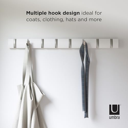 Umbra Flip Wall-Mounted Coat Rack Rail with 8 Hooks