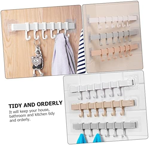 3Pcs Plastic Adhesive Hook Racks for Bathroom and Kitchen Storage