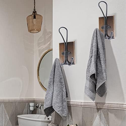 TEGUEPS Double Wall Hooks 2 Pack Rustic Decorative Wood