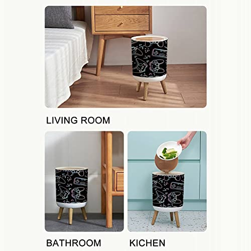 Cute Kawaii Wood Trash Can with Soft Close Lid 7L18 Gallon