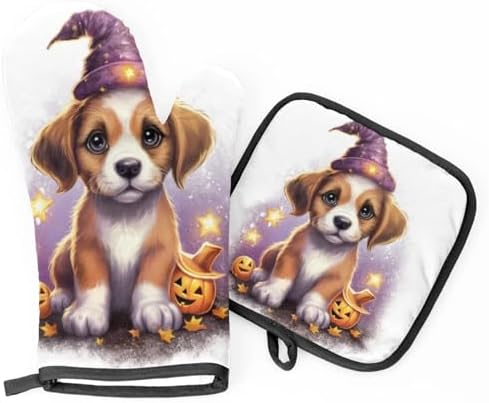 Aglebo Halloween Pumpkins Oven Mitts and Pot Holders Set of 2 1