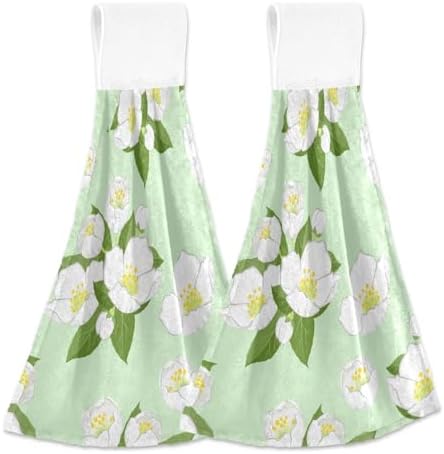 Jasmine Flowers Pattern Kitchen Towels Hand Towel Fast Drying 2 Pieces