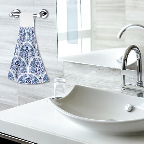 OTVEE Blue Floral Hanging Kitchen Towels 2 Pieces