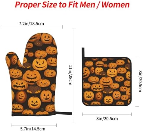 Halloween Pumpkin Oven Mitts and Pot Holders Set of 4 1
