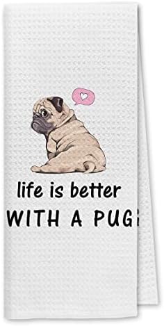 Dibor Funny Pug Dog Dish Towel Set