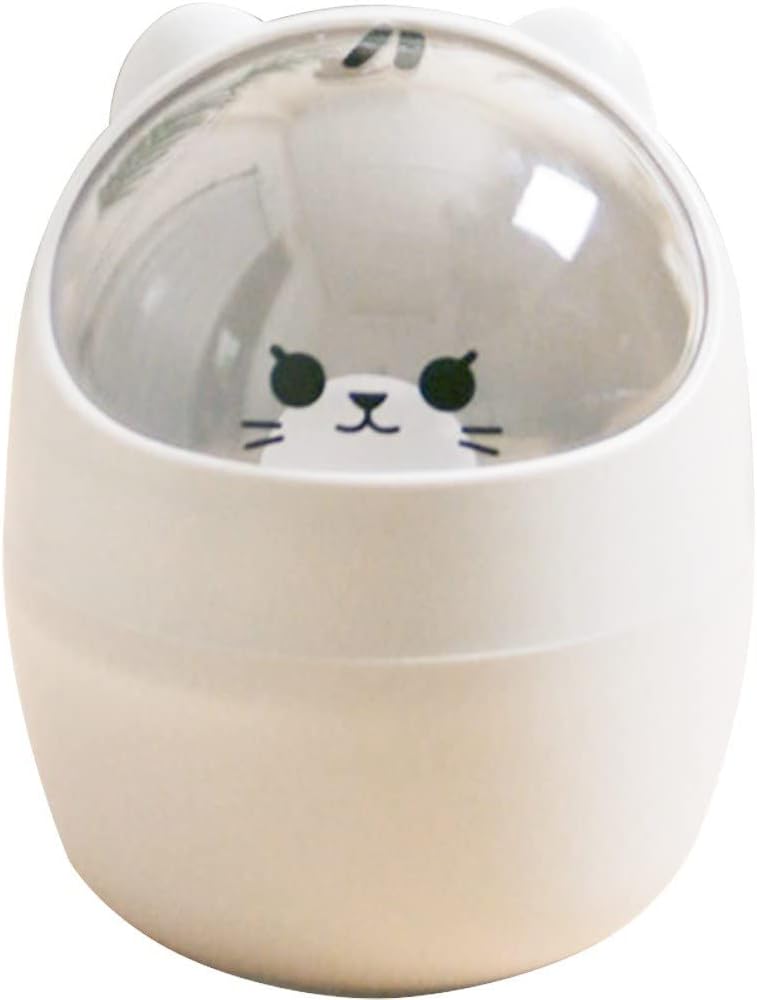 Cute Desktop Trash Can with Flip Lid for Kids