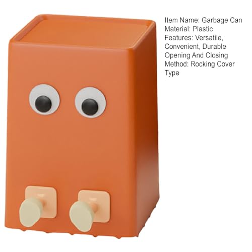 leasote Cartoon Trash Bin for Kids Bathroom Kitchen Office Orange L