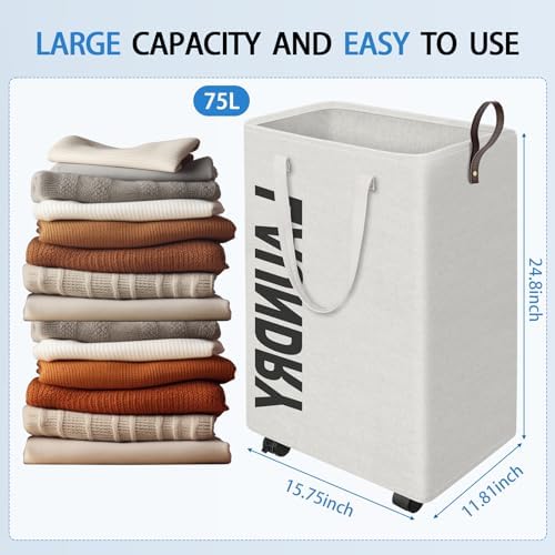 HomeHacks 75L Rolling Laundry Basket with Wheels 1