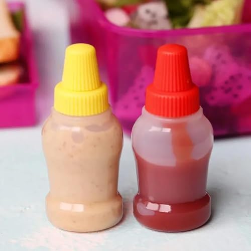 Sluswallow 4Pcs Mini Ketchup Bottles for Bento Box