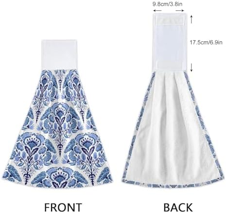 OTVEE Blue Floral Hanging Kitchen Towels 2 Pieces