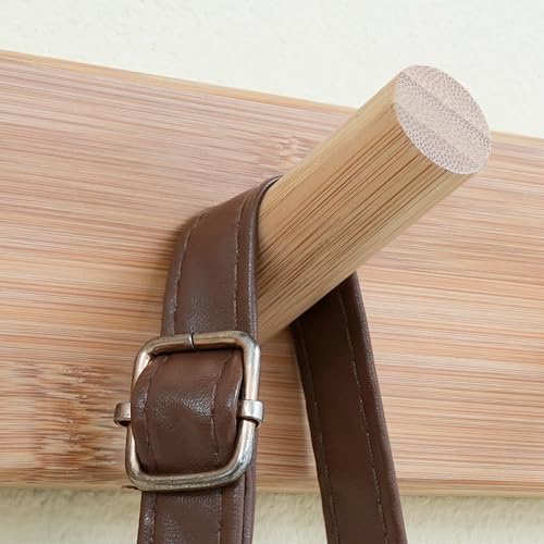 SKOLOO Bamboo Wall Coat Rack with 5 Pegs Natural Gold