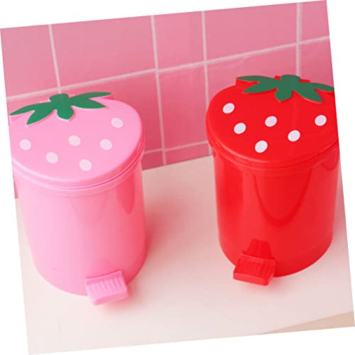 HOOTNEE Cute Strawberry Trash Can with Lid for Desktop and Bedroom 1