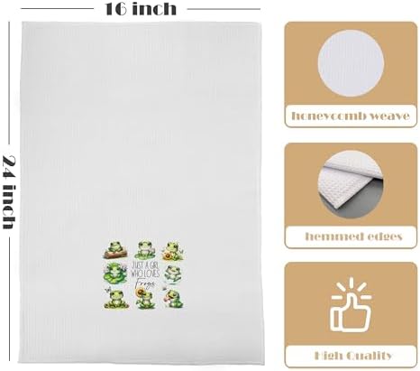 Frog Gifts Decorative Waffle Dish Towels 16x24 Inch