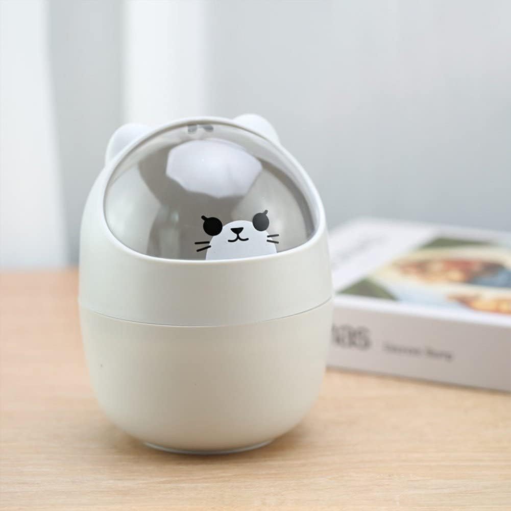 Cute Desktop Trash Can with Flip Lid for Kids