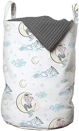 Ambesonne Fantasy Laundry Bag Mermaid on Moon 13 x 19