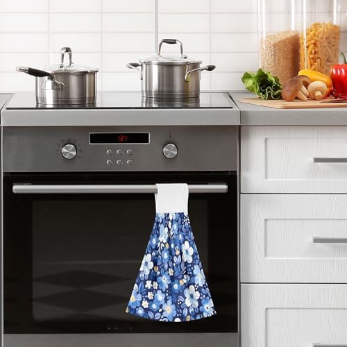 Vnurnrn Hand Towels 2 Pcs Blue Flowers Soft Absorbent