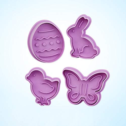 4Pcs Easter Cake Molds 3D Plastic Cookie Molds Non-Stick DIY Baking Tools