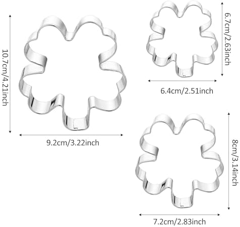 3 Pack Clover Cookie Cutter Set 4 Leaf Clover Metal Baking Tools